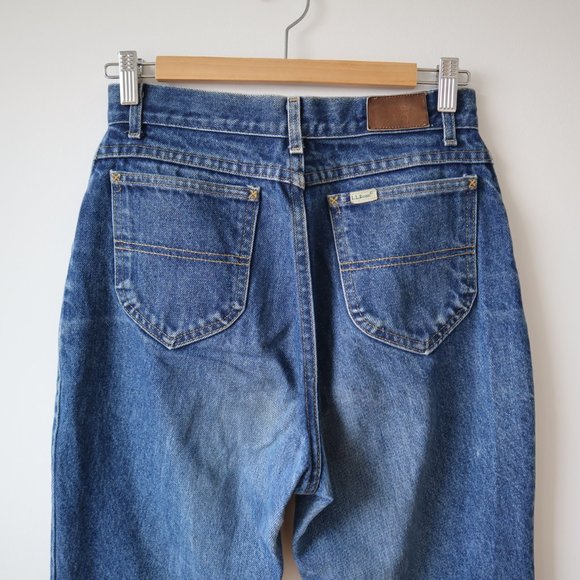 Vintage L.L. Bean High Waisted Wide Leg Blue Jeans - Picture 8 of 16